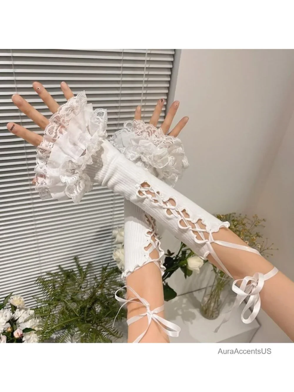 Fingerless Lace Gloves Y2K Lolita Arm Warmers Halloween Wedding Ruffled Cuff